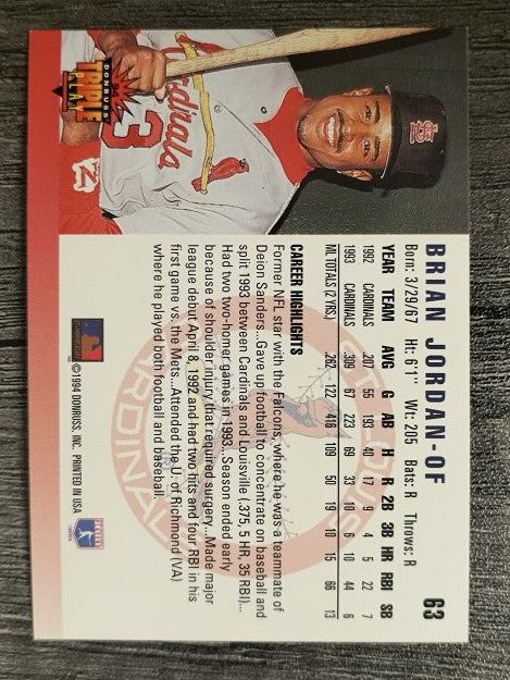 1994 Triple Play #63 Brian Jordan