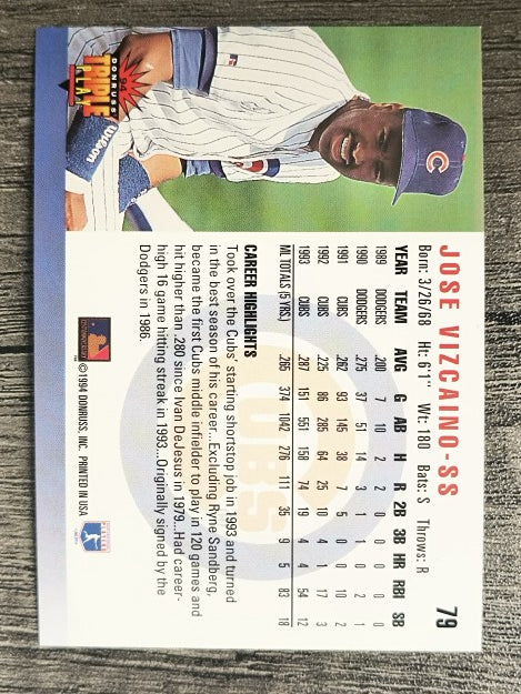 1994 Triple Play #79 Jose Vizcaino