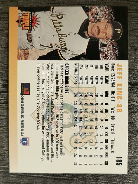 1994 Triple Play #185 Jeff King