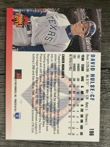 1994 Triple Play #196 David Hulse