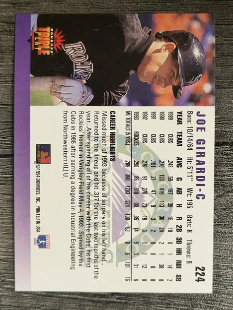 1994 Triple Play #224 Joe Girardi