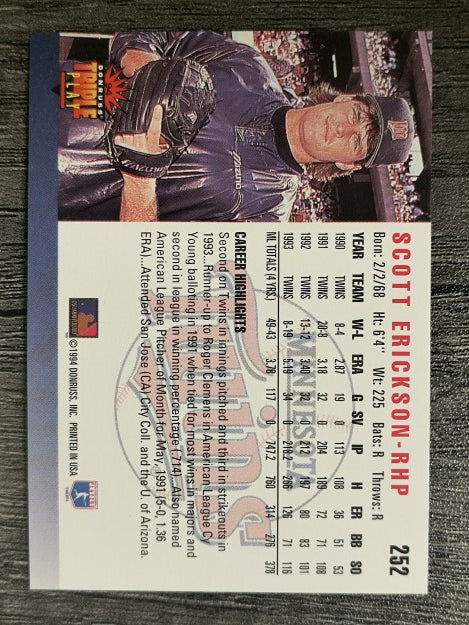 1994 Triple Play #252 Scott Erickson