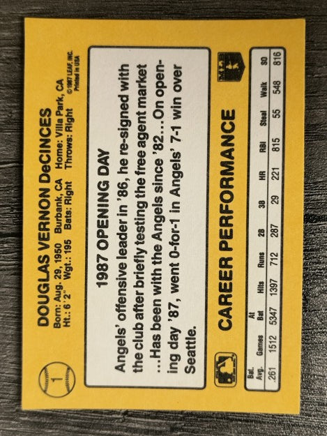 1987 Donruss Opening Day #1 Doug DeCinces