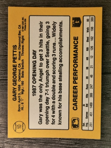 1987 Donruss Opening Day #10 Gary Pettis