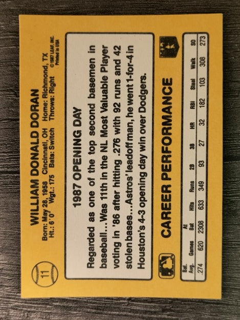 1987 Donruss Opening Day #11 Bill Doran