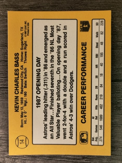 1987 Donruss Opening Day #14 Kevin Bass