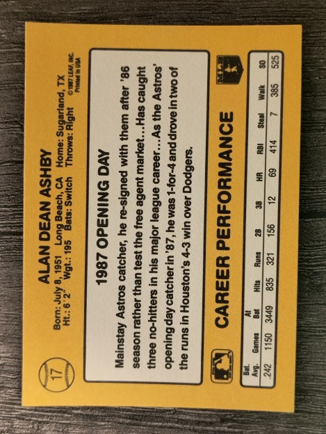 1987 Donruss Opening Day #17 Alan Ashby