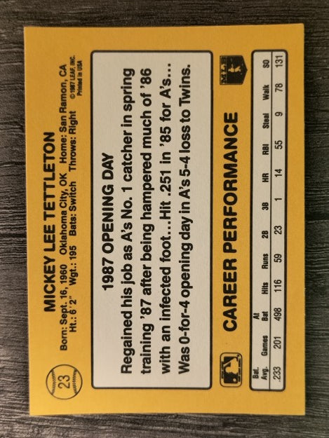 1987 Donruss Opening Day #23 Mickey Tettleton