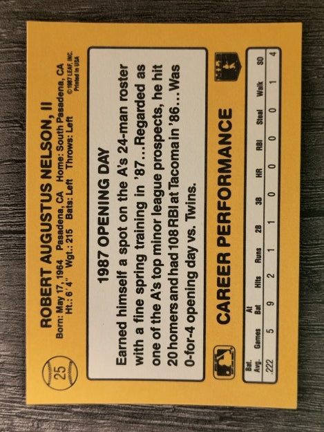 1987 Donruss Opening Day #25 Rob Nelson