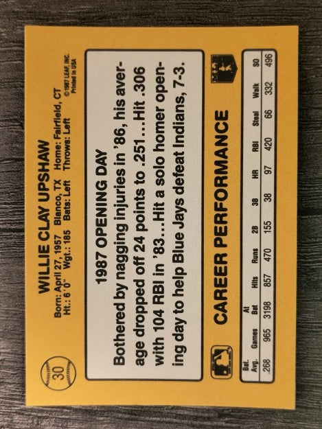 1987 Donruss Opening Day #30 Willie Upshaw