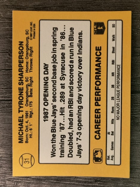 1987 Donruss Opening Day #31 Mike Sharperson