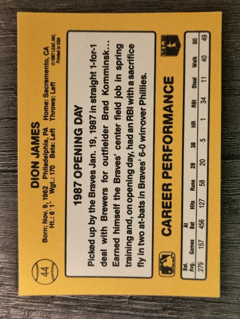 1987 Donruss Opening Day #44 Dion James