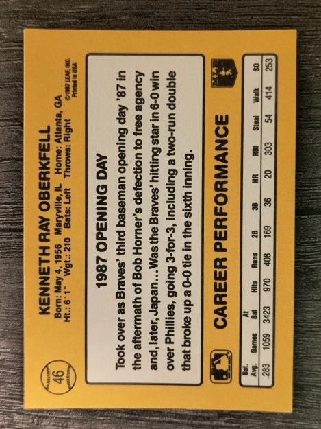 1987 Donruss Opening Day #46 Ken Oberkfell