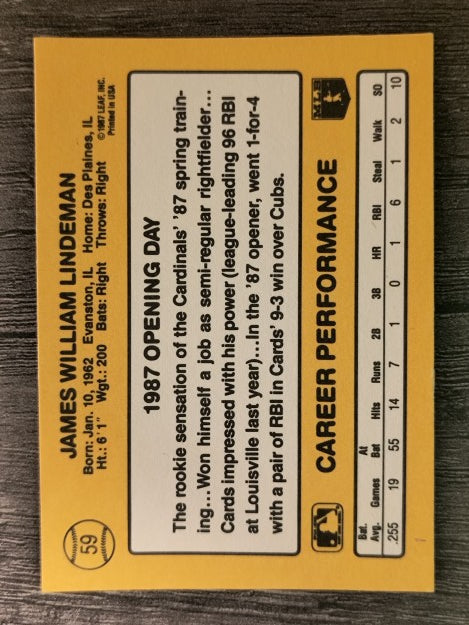 1987 Donruss Opening Day #59 Jim Lindeman