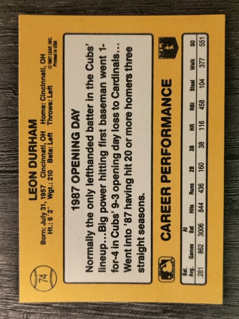 1987 Donruss Opening Day #74 Leon Durham