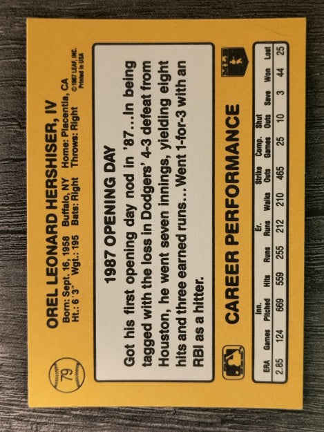 1987 Donruss Opening Day #79 Orel Hershiser
