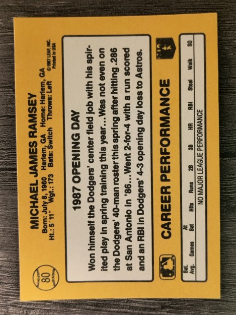 1987 Donruss Opening Day #80 Mike Ramsey