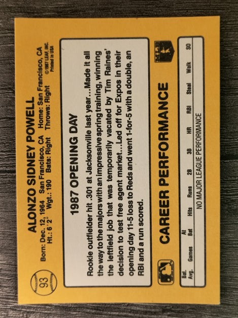 1987 Donruss Opening Day #93 Alonzo Powell