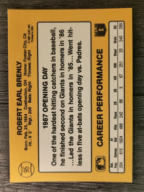 1987 Donruss Opening Day #95 Bob Brenly