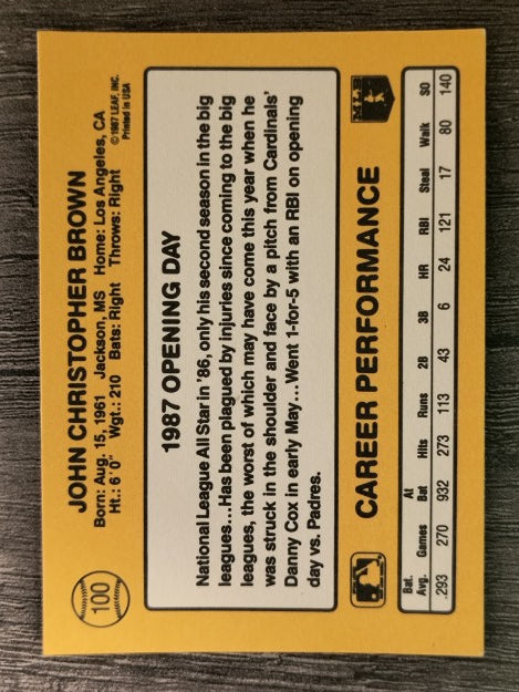 1987 Donruss Opening Day #100 Chris Brown