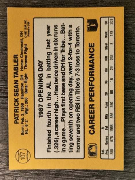1987 Donruss Opening Day #107 Pat Tabler
