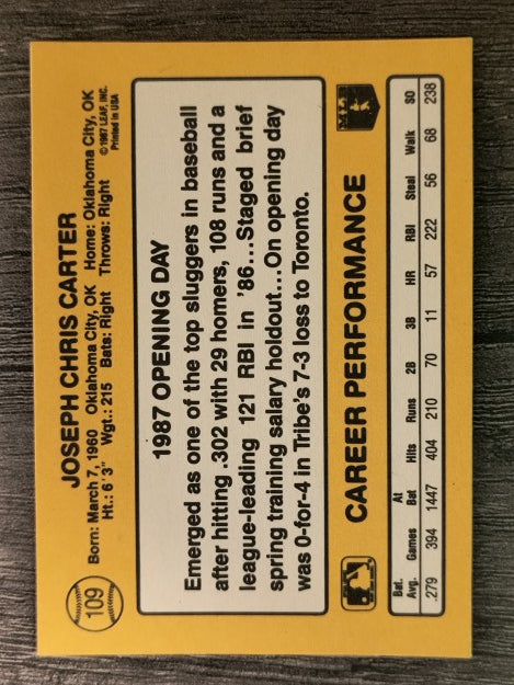 1987 Donruss Opening Day #109 Joe Carter