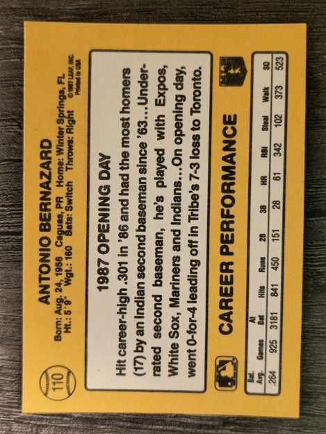 1987 Donruss Opening Day #110 Tony Bernazard