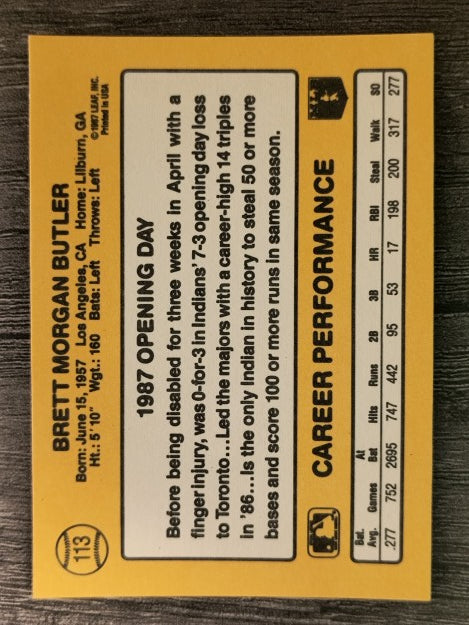 1987 Donruss Opening Day #113 Brett Butler