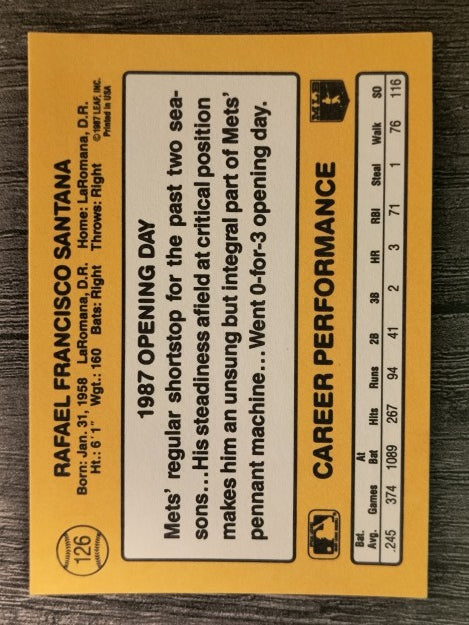 1987 Donruss Opening Day #126 Rafael Santana