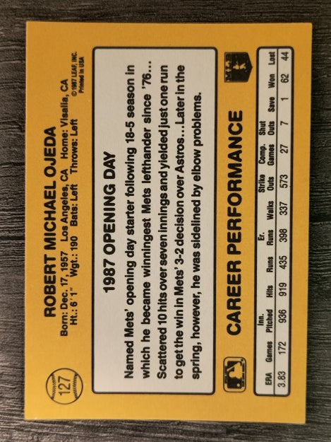 1987 Donruss Opening Day #127 Bob Ojeda