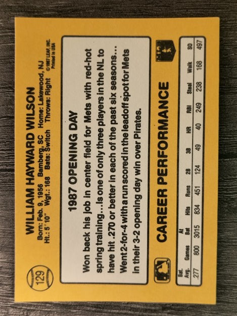 1987 Donruss Opening Day #129 Mookie Wilson