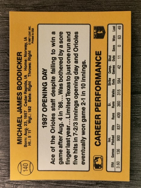 1987 Donruss Opening Day #140 Mike Boddicker
