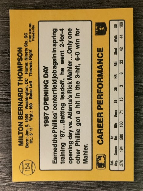 1987 Donruss Opening Day #154 Milt Thompson