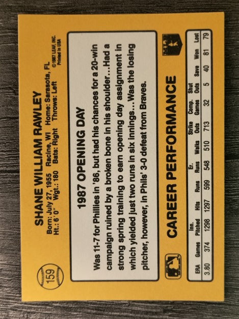 1987 Donruss Opening Day #159 Shane Rawley