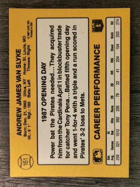 1987 Donruss Opening Day #161 Andy Van Slyke
