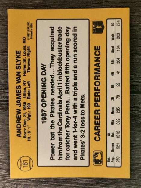 1987 Donruss Opening Day #161 Andy Van Slyke