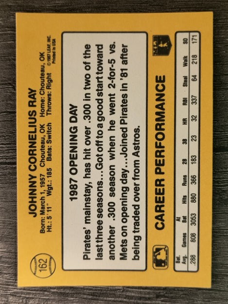 1987 Donruss Opening Day #162 Johnny Ray