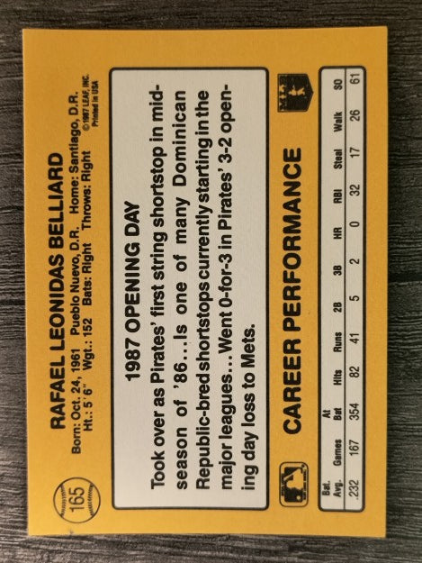 1987 Donruss Opening Day #165 Rafael Belliard