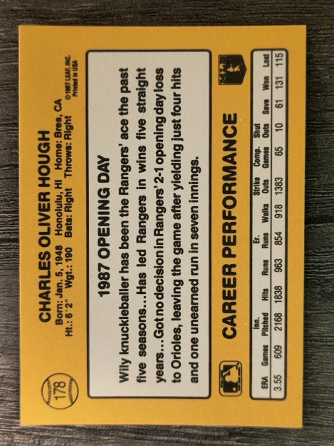 1987 Donruss Opening Day #178 Charlie Hough