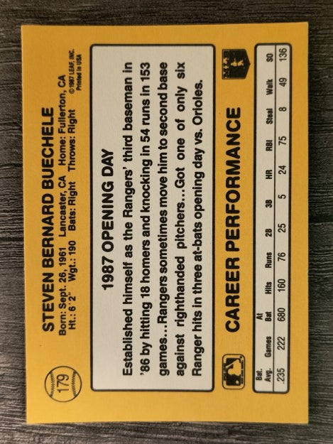 1987 Donruss Opening Day #179 Steve Buechele