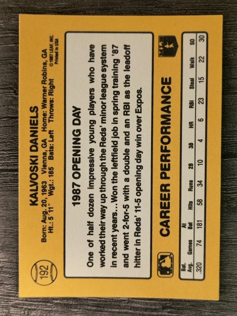 1987 Donruss Opening Day #192 Kal Daniels