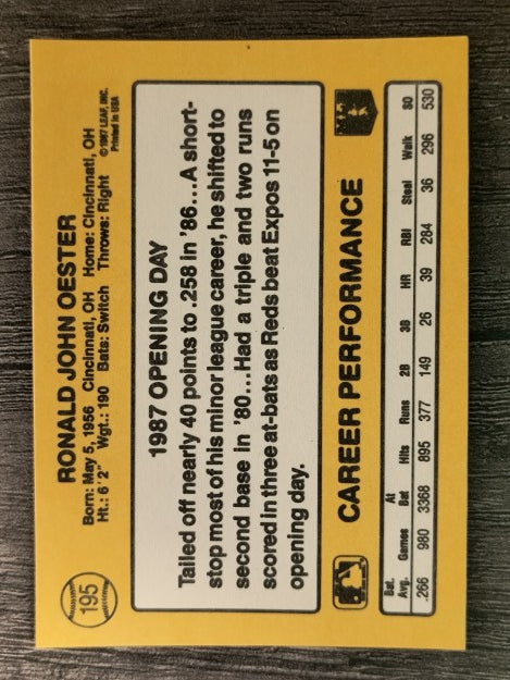 1987 Donruss Opening Day #195 Ron Oester