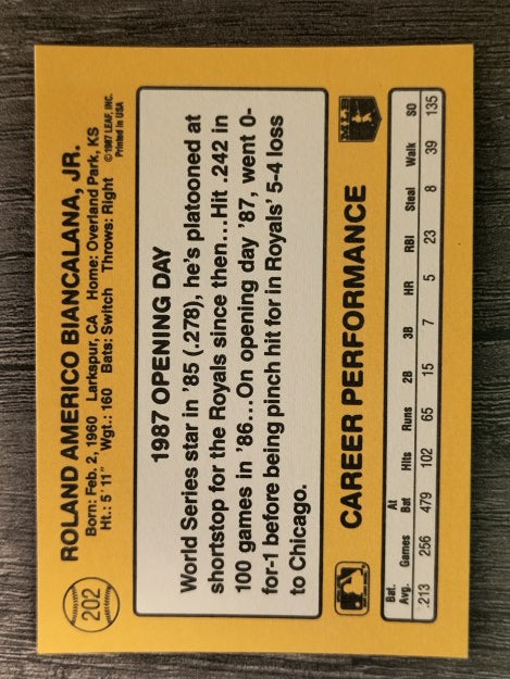 1987 Donruss Opening Day #202 Buddy Biancalana