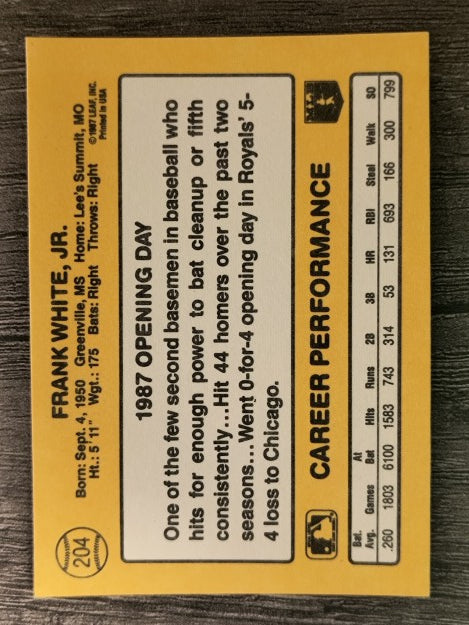 1987 Donruss Opening Day #204 Frank White