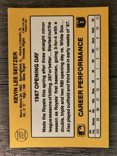 1987 Donruss Opening Day #207 Kevin Seitzer