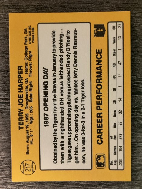 1987 Donruss Opening Day #217 Terry Harper