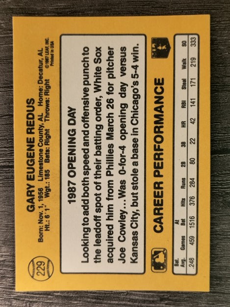 1987 Donruss Opening Day #229 Gary Redus