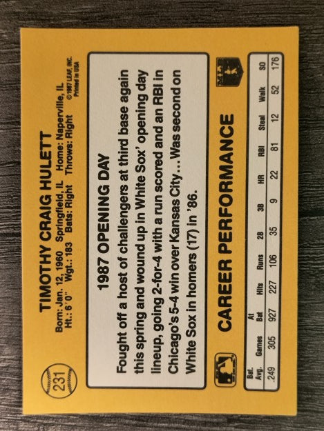 1987 Donruss Opening Day #231 Tim Hulett