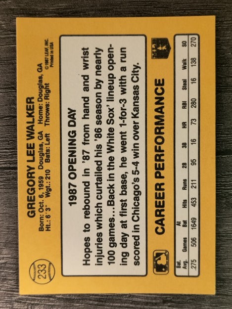 1987 Donruss Opening Day #233 Greg Walker