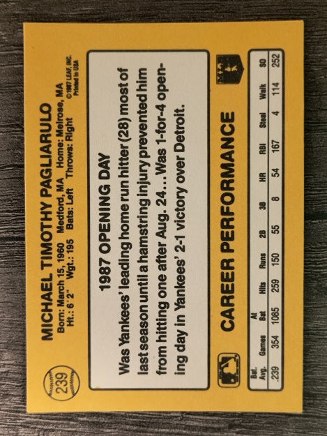 1987 Donruss Opening Day #239 Mike Pagliarulo